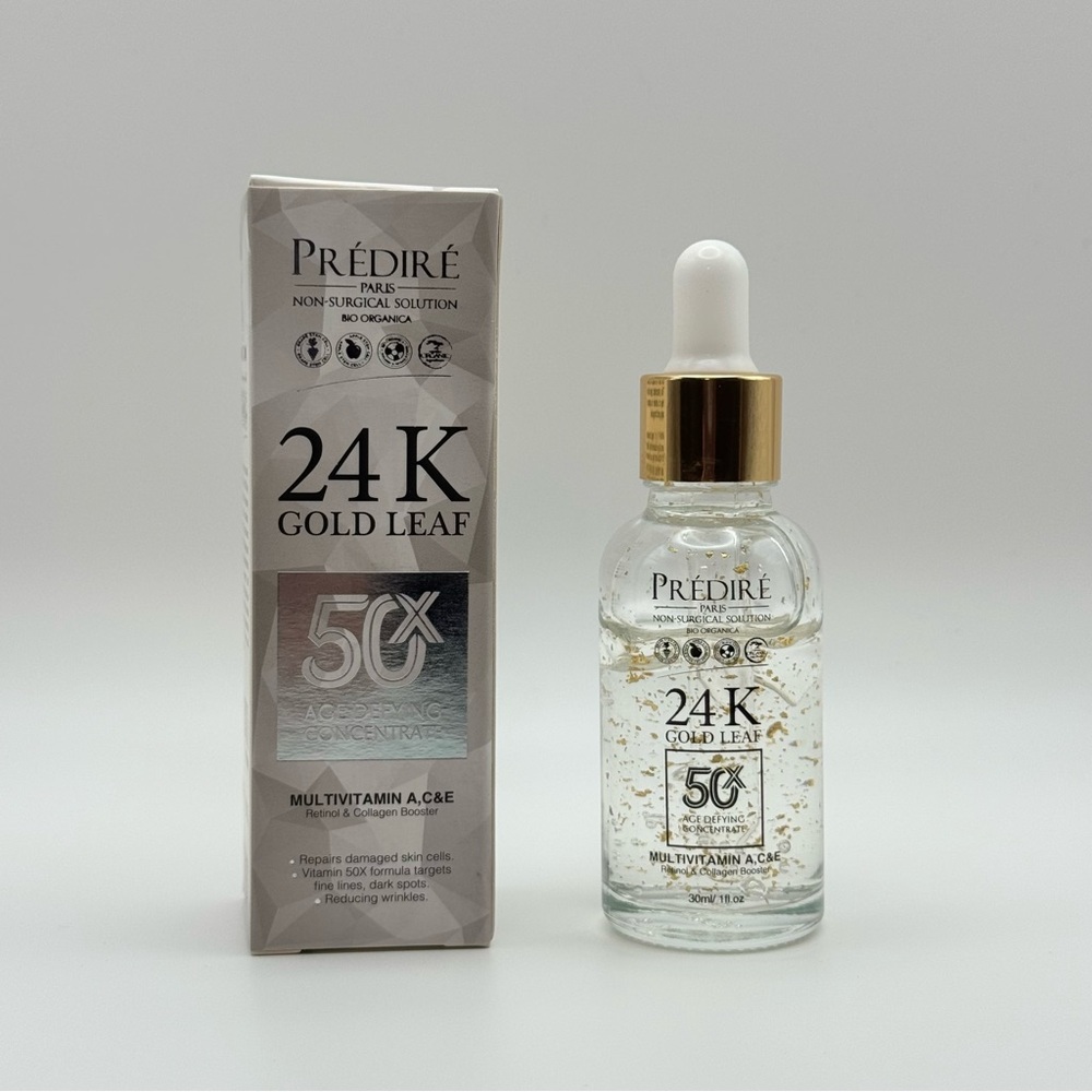 24K Gold Leaf Age Defying Serum Vitamin A,C,E Fine Lines and Dark Spots